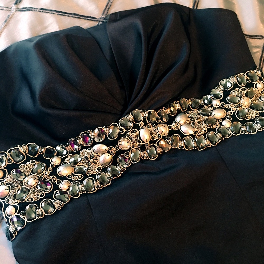 Black Gown Bridesmaid Formal Ball Prom Dress sz 4